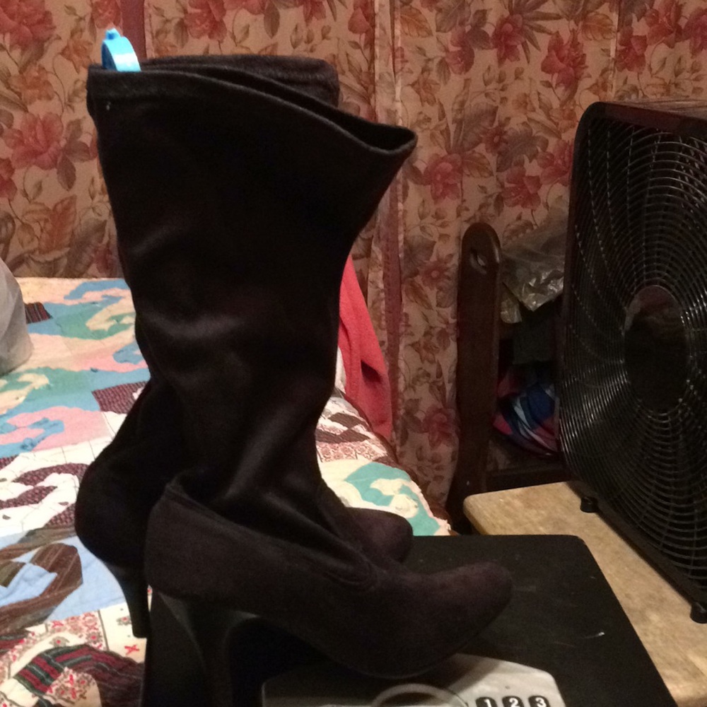 Rampage Mid calf boot black velour fabric